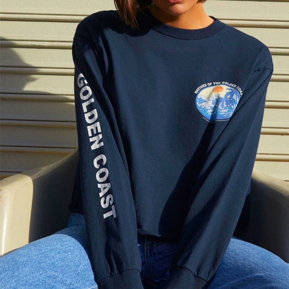 John Galt x Brandy Melville Golden Coast navy long sleeve tee